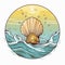 Cartoon baptismal shell with water and symbolic significance in Christian baptism