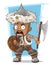 Cartoon barbarian mongol with axe