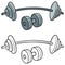 Cartoon barbell and dumbbell vector for coloring