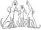 Cartoon barking or howling dogs characters coloring page