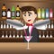 Cartoon bartender pouring cocktail