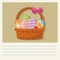 cartoon basket egg easter celebration