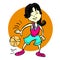 Cartoon of basketball asian girl or young woman