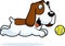 Cartoon Basset Hound Chasing Ball