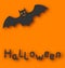 Cartoon bat with with text on orange background