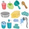 Cartoon Bathroom Equipment icon set