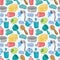 Cartoon Bathroom Equipment seamless pattern