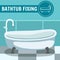 Cartoon Bathroom Home Interior Vector Illustration