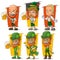 Cartoon bavarians and leprechaun with beer character vector set