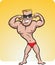 Cartoon beach muscleman