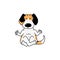 Cartoon beagle dog sitting in lotus yoga pose - cute pet animal meditating