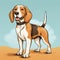 Cartoon Beagle Illustration In Desert - Fun And Playful Dog Art