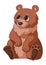 Cartoon bear. Brown sitting forest grizzly, smiling cute wild bears character