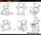 Cartoon bear characters set coloring book