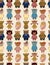 Cartoon bear family icon set seamless pattern