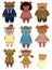 Cartoon bear family set icon