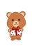 Cartoon bear with a gift for children  print on a T-shirt  for children's things  clothes.