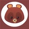 Cartoon bear head. Vector illustration of brown smiling bear. Bear icon.