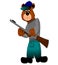 Cartoon Bear Hunting with Gun.