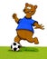 Cartoon bear playing football