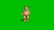 Cartoon bear runs backwards - green screen