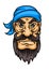 Cartoon bearded pirate sailor or captain