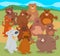 Cartoon bears animal characters group