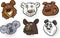 Cartoon bears heads set