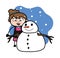 Cartoon Beautician with snowman