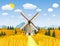 Cartoon beautiful fall farm scene