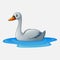 Cartoon beauty swan floats on water