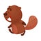 Cartoon Beaver Character Runnign Somewhere Vector Illustration