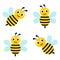 Cartoon bee collection. Honey bee set. Vector illustration.