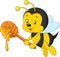 Cartoon bee holding honey