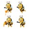 Cartoon bee with honey collections set