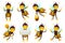 Cartoon bee mascot. Cute honeybee, flying bees and happy funny yellow bee character mascots vector illustration set