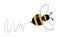 Cartoon bee mascot. A small bees flying on a dotted route. Wasp collection. Vector characters. Incest icon. Template