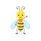 Cartoon bee or wasp, bumblebee cute vector mascot for logo, nursery goods, natural organic food or honey illustration