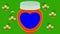 Cartoon Bees Flying Around a Honey Jar with a Blue Label on a Green Screen