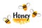 Cartoon bees and honey flow. Vector background for you design.