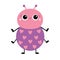 Cartoon beetle bug. Insect animal. Pink and violet heart set pattern. Cute kawaii smiling baby character. Lady bug. Ladybird.