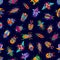 Cartoon beetles bugs seamless pattern background