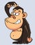 Cartoon bellied monkey thinks