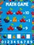 Cartoon berries, math game worksheet, kids quiz