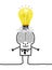 Cartoon big Brain Man with Light bulb over his head