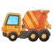 Cartoon big concrete mixer. Construction vehicles. Colorful vector illustration for children