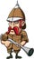 Cartoon big game hunter with pith helmet