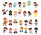 Cartoon big set of Kid Superheroes wearing comics costumes,Kids With Superhero Costumes set, kids in Superhero costume characters