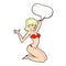 cartoon bikini girl with speech bubble