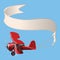 Cartoon Biplane with banner